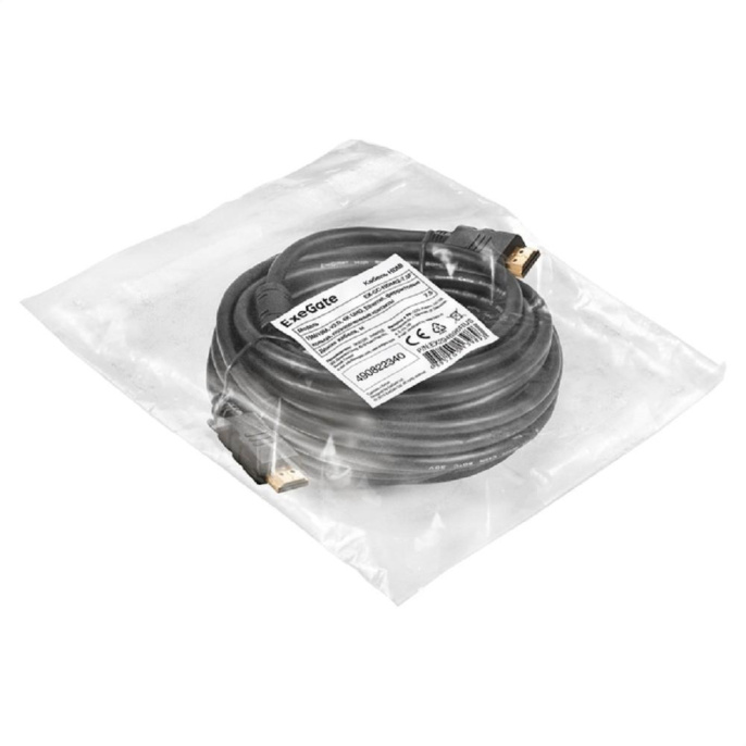 Кабель HDMI ExeGate EX-CC-HDMI2-7.5F 19M/19M, v2.0, 7,5м, 4K UHD, Ethernet, ферритовые кольца, позолоченные контакты EX294696RUS