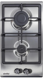 Газовая варочная панель Simfer H30V20M570,  2 конфорки,  нержавеющая сталь,  серый