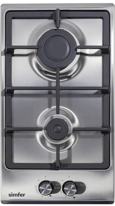 Газовая варочная панель Simfer H30V20M570,  2 конфорки,  нержавеющая сталь,  серый