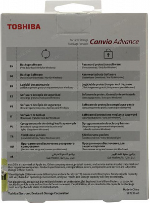 Накопитель Toshiba Canvio Advance HDTCA20EG3AA Green USB3.0 2.5" HDD 2Tb EXT (RTL)