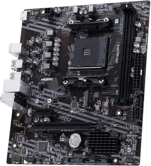 Материнская плата MSI PRO A520M-S Soc-AM4 AMD A520 2xDDR4 mATX AC`97 8ch 7.1 GbLAN RAID+HDMI