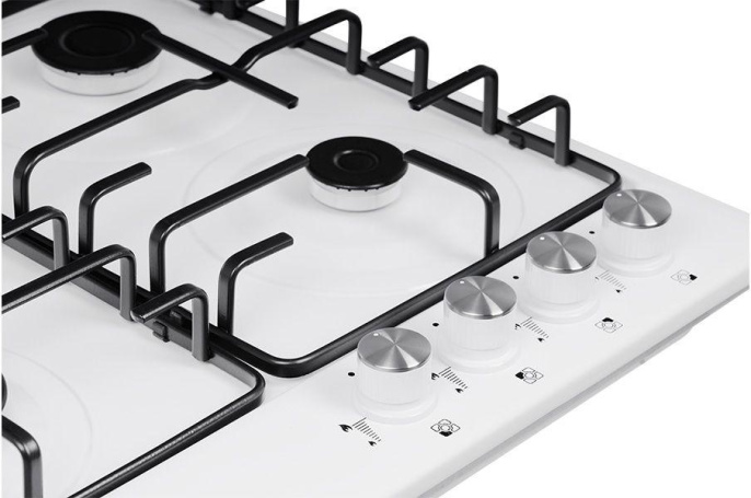 Газовая варочная панель NORDFROST HS 6040 W,  4 конфорки,  эмалированная сталь,  белый