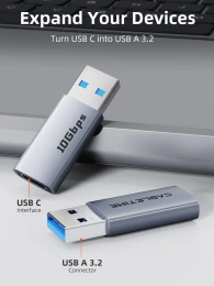 Адаптер CABLETIME CP80G (CT-AMCF10-AG) 10 Гбит/с USB3.2 A Male to USB -C Female OTG алюминий