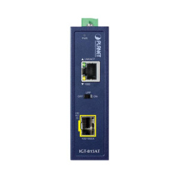 медиа конвертер/ PLANET IGT-815AT IP30 Compact size Industrial 100/1000BASE-X SFP to 10/100/1000BASE-T Media Converter -40 to 75 C, LFP Supported