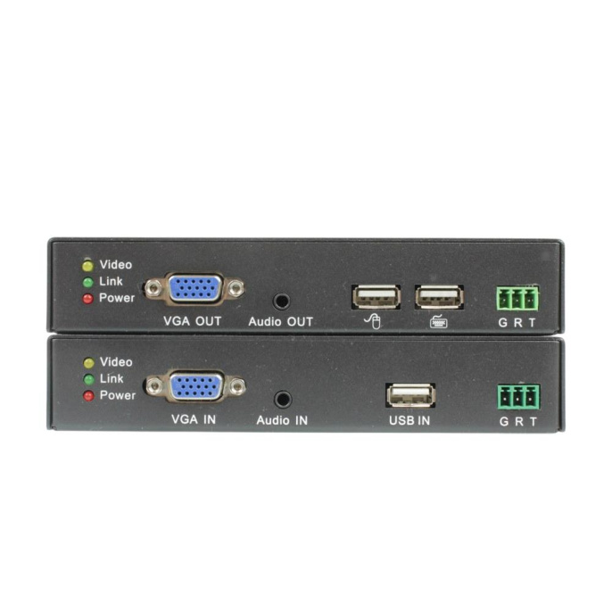 Передача VGA+аудио+USB клавиатура, мышь +RS232 OSNOVO TA-VKMDA+RA-VKMDA Комплект для передачи VGA, USB, RS232 и аудио по кабелю витой пары до 120м. Максимальное разрешение сигнала до 1920x1080 60Гц . Порты USB предназначены только для подключения