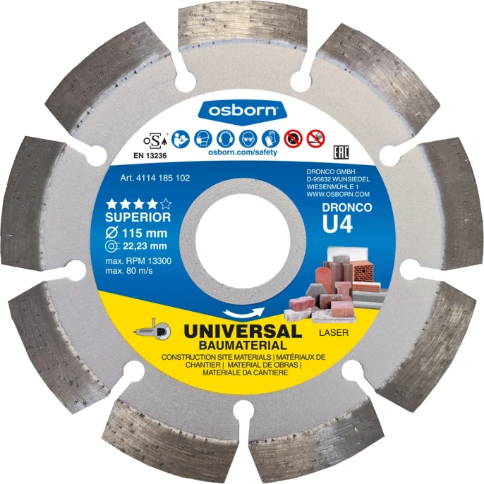 Алмазный диск универсальный OSBORN U4 (115х2.2x22.23 мм) DRONCO 4114185102