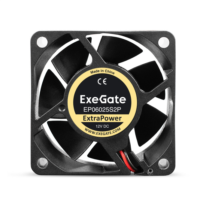 Вентилятор 12В DC ExeGate ExtraPower EP06025S2P (60x60x25 мм, Sleeve bearing (подшипник скольжения), 2pin, 4500RPM, 31dBA) EX295228RUS