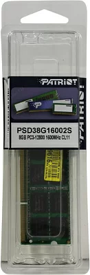 Модуль памяти Patriot PSD38G16002S DDR3 SODIMM 8Gb PC3-12800 CL11 (for NoteBook)