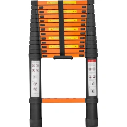 Лестница телескопическая алюминиевая односекционная ISMA 4.1 м,14 ступенек, max нагрузка 150 кг, вес 11.3 кг ISMA-UP410(56899)