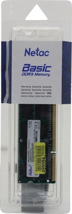 Оперативная память NETAC Basic NTBSD3N16SP-04 DDR3L - 1x 4ГБ 1600МГц, для ноутбуков SO-DIMM , Ret