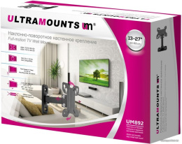 Кронштейн для телевизора Ultramounts UM892 черный 13"-27" макс.30кг настенный поворотно-выдвижной и наклонный