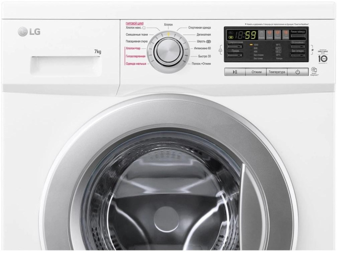Стиральная машина LG F1296HDS1, с фронтальной загрузкой, 7кг, 1200об/мин, с паром, инверторная