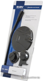 Микрофон Sven MK-200 (SV-0430200) (частотный диапазон 50-16000 Гц, чувствительность –60 ± 3дБ, возможность крепления на стол или монитор, регулируемый угол наклона, длина кабеля 1,8м, вес 63г, цвет черный)