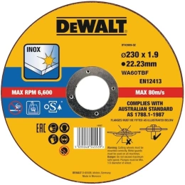 Круг отрезной Inox 230x22.2x1.9 мм DEWALT DT43909-QZ Inox DT43909-QZ