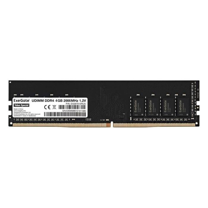 Модуль памяти ExeGate Value Special DIMM DDR4 4GB 2666MHz EX287012RUS