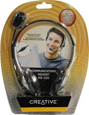 Наушники с микрофоном Creative HS-320 51EF0520AA001 (шнур 2м с регулятором громкости)
