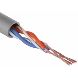 Rexant 01-0026 Кабель витая пара U/UTP, CAT 5e, PVC, 2PR, 24AWG, INDOOR, STRANDED, серый, 305м
