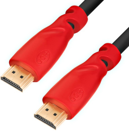 Greenconnect Кабель 1.5m, HDMI версия 2.0 HDR 4:2:2, Ultra HD, 4K 60 fps 60Hz/5K*30Hz, 3D, AUDIO, 18.0 Гбит/с, 28/28 AWG, OD7.3mm, тройной экран, черный, красные коннекторы, GCR-HM3012-1.5m