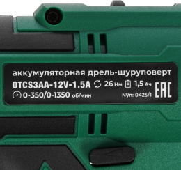 Дрель-шуруповерт Ovk Tools OTCS3AA-12V-1.5A 12Вт аккум. патрон:быстрозажимной кейс в комплекте