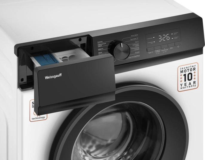 Стиральная машина Weissgauff WM 39107 Inverter Steam класс: A++ загр.фронтальная макс.:7кг белый инвертор (439783)