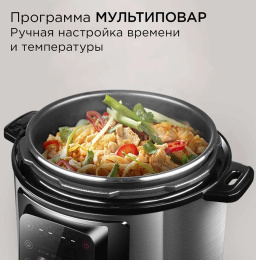 Мультиварка Redmond MP111 1000 Вт, объём чаши: 6 л, количество автоматических программ: 14, тип управления: сенсорный, антипригарное покрытие, таймер, длина шнура: 1.2 м, материал: металл/пластик, цвет: черный