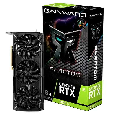 Видеокарта GAINWARD PCI-E nVidia GeForceRTX3070Ti PHANTOM 8GB GDDR6X 256bit 3-DP HDMI RTL (NED307T019P2-1047M) RTL