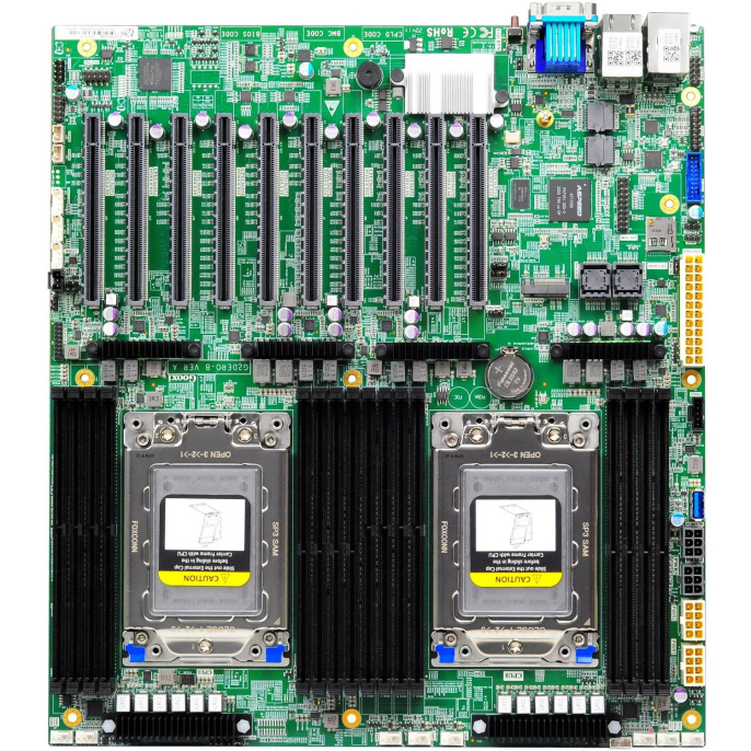 Материнская плата/ MB Gooxi G2DERO-B-PK2, 2xSP3 AMD EPYC 7001/7002/7003, 16xDDR4 ECC REG, 2xSFF8643, 6* PCI-E 4.0 x8, 4* PCI-E 4.0 x16, M.2 PCIe x4 2280, 2x1GbE LAN i350, IPMI, VGA, COM, 2*USB 3.0, E-ATX 4.00.104.0015