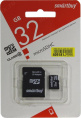 Micro SDHC карта памяти Smartbuy 32GB Class 10 с адаптером SD SB32GBSDCL10-01LE