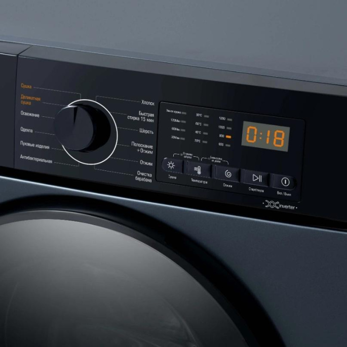 Стиральная машина Бирюса WMD-SM812/03 W класс: A+++ загр.фронтальная макс.:8кг с сушкой синий инвертор