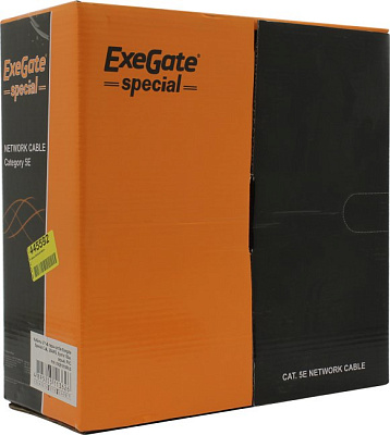 Exegate EX281818RUS Кабель Exegate Special UTP4-C5e-CCA-S26-IN-PVC-GY-100 UTP 4 пары кат.5e CCA, 26AWG, бухта 100м, серый, PVC
