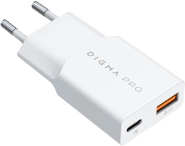 Сетевое зар./устр. Digma Pro DPW3A 30W 3A PD+QC USB-C/USB-A универсальное белый DPW3A3GX11WH