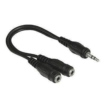 Адаптер аудио HAMA H-48925, 2xJack 3.5 f - Jack 3.5 m , 0.2м, черный [00048925]