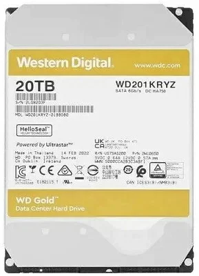 Жесткий диск Western Digital HDD SATA-III 20Tb GOLD WD201KRYZ, 7200rpm, 512MB buffer, 1 year