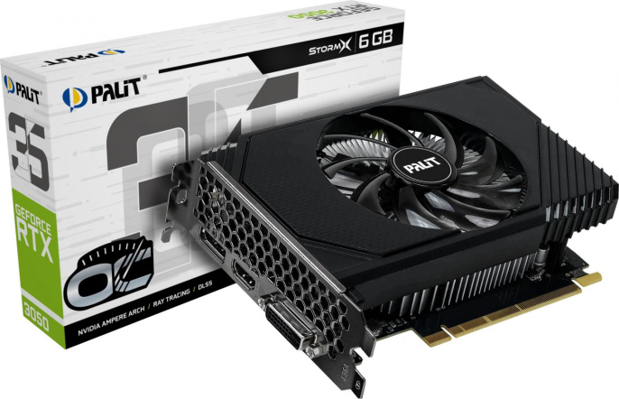 Видеокарта Palit NVIDIA  GeForce RTX 3050 PA-RTX3050 STORMX OC 6ГБ StormX, GDDR6, OC,  Ret [ne63050s18je-1070f/1072f]