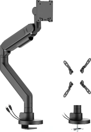 Кронштейн для монитора ErgoSmart Super Heavy-Duty U черный, 1 монитор, 24-57", настольный, регулировка высоты/поворота, USB-хаб, VESA75/100/200