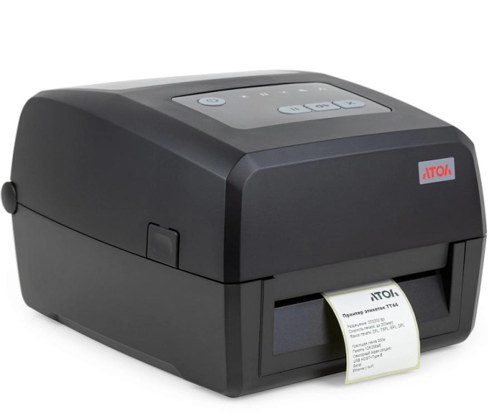 Термопринтер Атол TT44 60110 203dpi 203мм/с/USB/RS232/Eth для печ.накл. черный