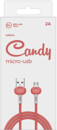 Кабель Redline Candy,  micro USB (m) -  USB (m),  1м,  2A,  красный [ут000021984]