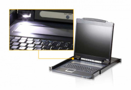 KVM консоль ATEN CL3000N-ATA-RG для KVM-переключателей, электрон., 19", SVGA+KBD+MOUSE PS/2;USB, с KVM-шнуром USB 1.8м, LCD экран 19", лат./рус. клав., выход на вторую конс.;1280x1024 75Hz;DDC2B;доп.порт USB A-типа Female [ATEN CL3000N-ATA-RG]