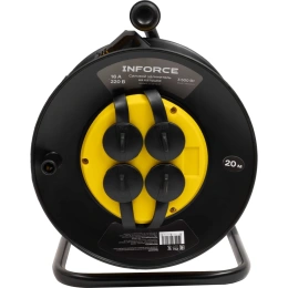 Силовой удлинитель Inforce на катушке, 4 гнезда, с/з ПВС 3х1,5 16A 20м IP44 GRANITE ZG 09-15-07