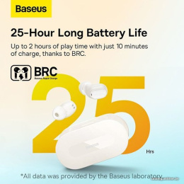 Наушники Baseus A00054300226-Z1 Bowie EZ10 True Wireless Earphones White беспроводные, Bluetooth 5.3, дистанция: 10м, 20Hz-20kHz, время работы наушников: 5ч, время работы с аккумулятором: 25ч, емкость