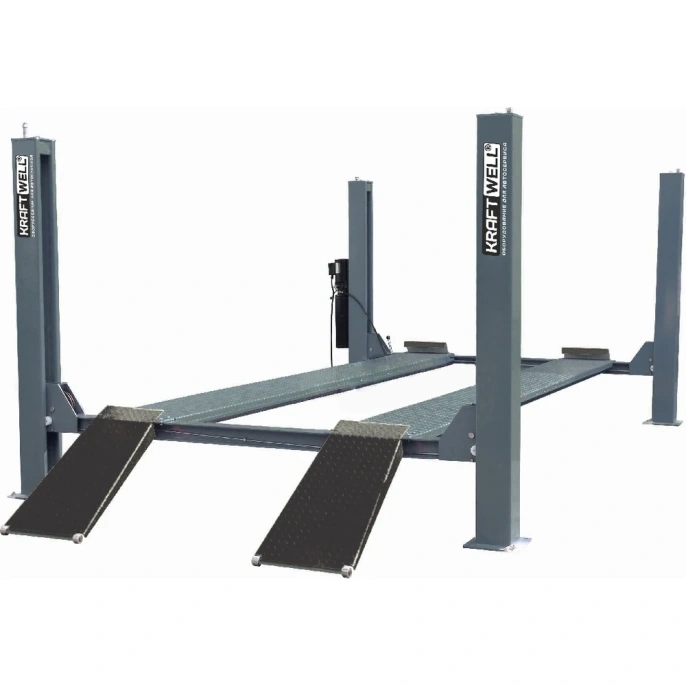 Четырехстоечный подъемник KraftWell г/п 5500 кг, гладкие платформы KRW5.5