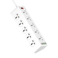 LDNIO SC10610/ Сетевой удлинитель 2м/ 10 розеток EU_UK_US/ 2500W/ 6 USB: QC 3.0+PD 3.0 30W/ White
