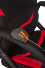 Кресло игровое ZOMBIE 10, ткань/экокожа, до 120кг, черный/красный/красный