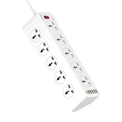 LDNIO SC10610/ Сетевой удлинитель 2м/ 10 розеток EU_UK_US/ 2500W/ 6 USB: QC 3.0+PD 3.0 30W/ White
