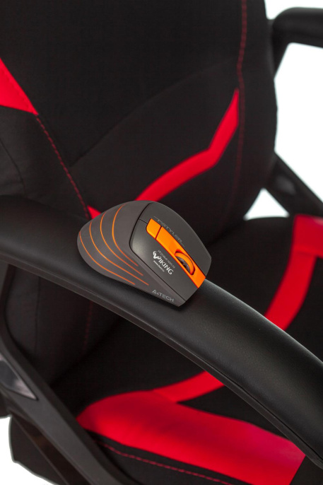 Кресло игровое ZOMBIE 10, ткань/экокожа, до 120кг, черный/красный/красный