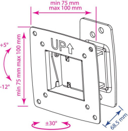 Кронштейн для телевизора Kromax OPTIMA-102, 10-28", настенный, поворот и наклон,  черный [28002]