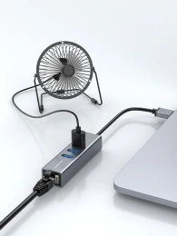Док-станция CABLETIME CB55G (CT-AMLU3-AG) USB 3.0 3 Port Hub с гигабитным адаптером Ethernet