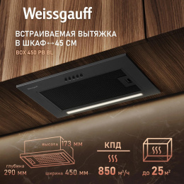 Вытяжка встраиваемая Weissgauff Box 450 PB BL черный управление: кнопочное 1 мотор