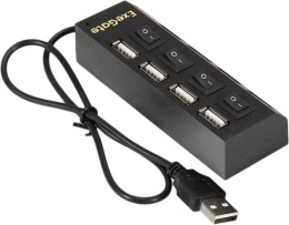 USB-Хаб концентратор 4-в-1 ExeGate DUB-42SW кабель-адаптер USB2.0 -- 4xUSB2.0, кнопки включения/отключения для каждого порта, Plug&Play, черный EX293977RUS