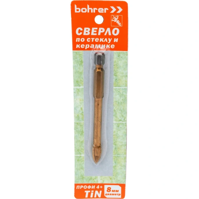 Сверло по стеклу и керамике Профи 4+ (8х75 мм) BOHRER 32040080